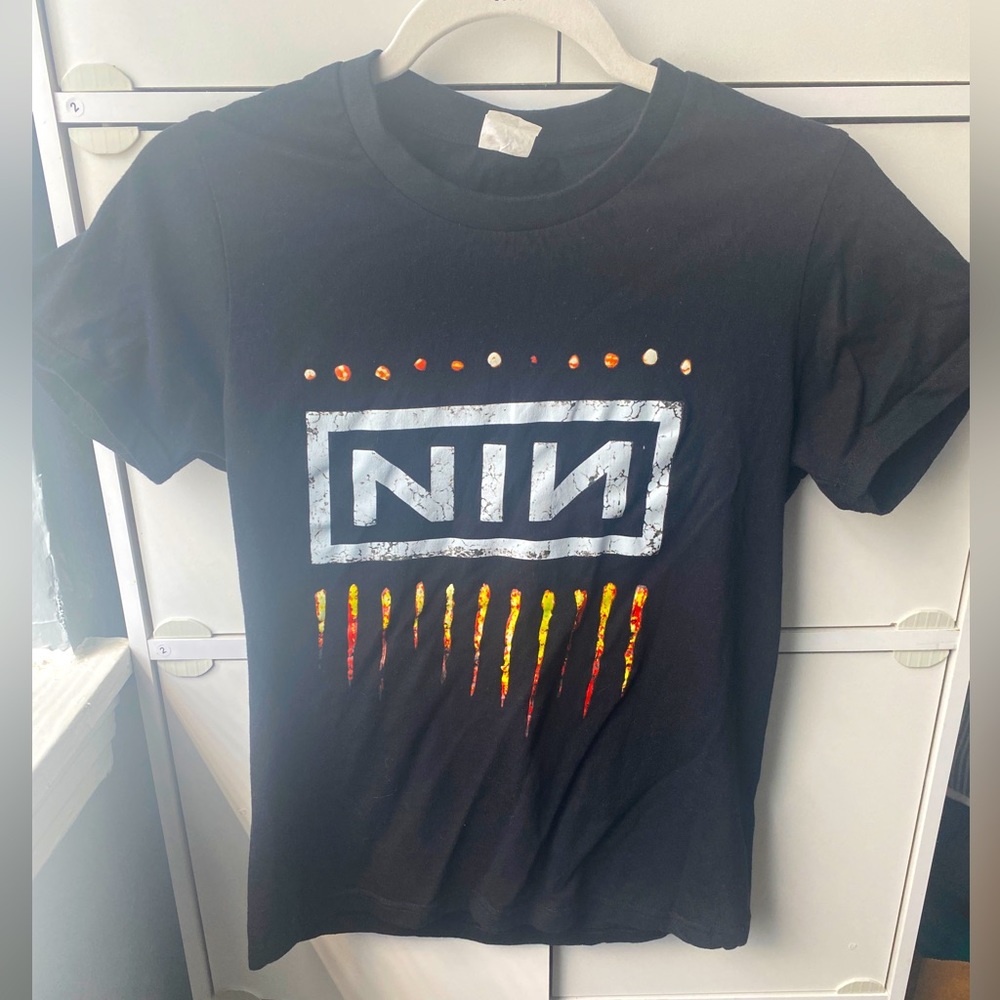 Nine inch nails black fire tee shirt